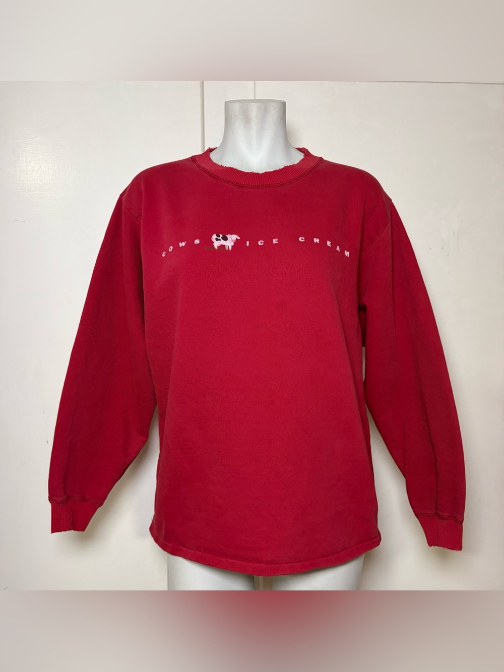 Vintage 90s Cows Ice Cream Canada Red Crewneck Sweatshirt